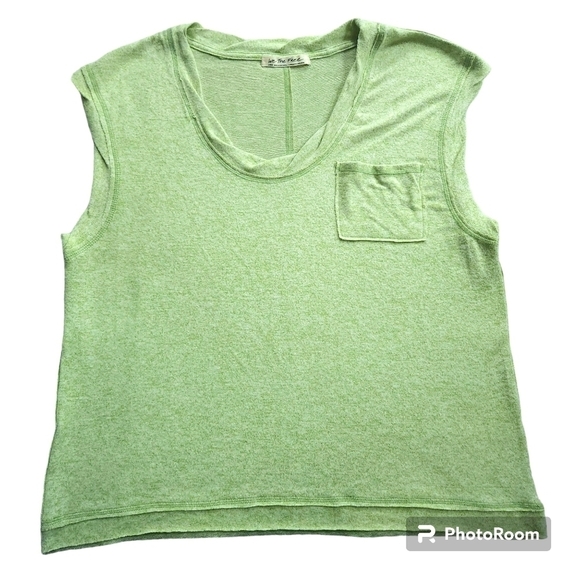 Free People We the Free Courtney Hacci Green Muscle Tee sz L - Picture 3 of 7